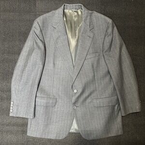 Mark Shale Sport Coat Men 44 Gray  Pinstripes 100% Wool Two‎ Button Blazer